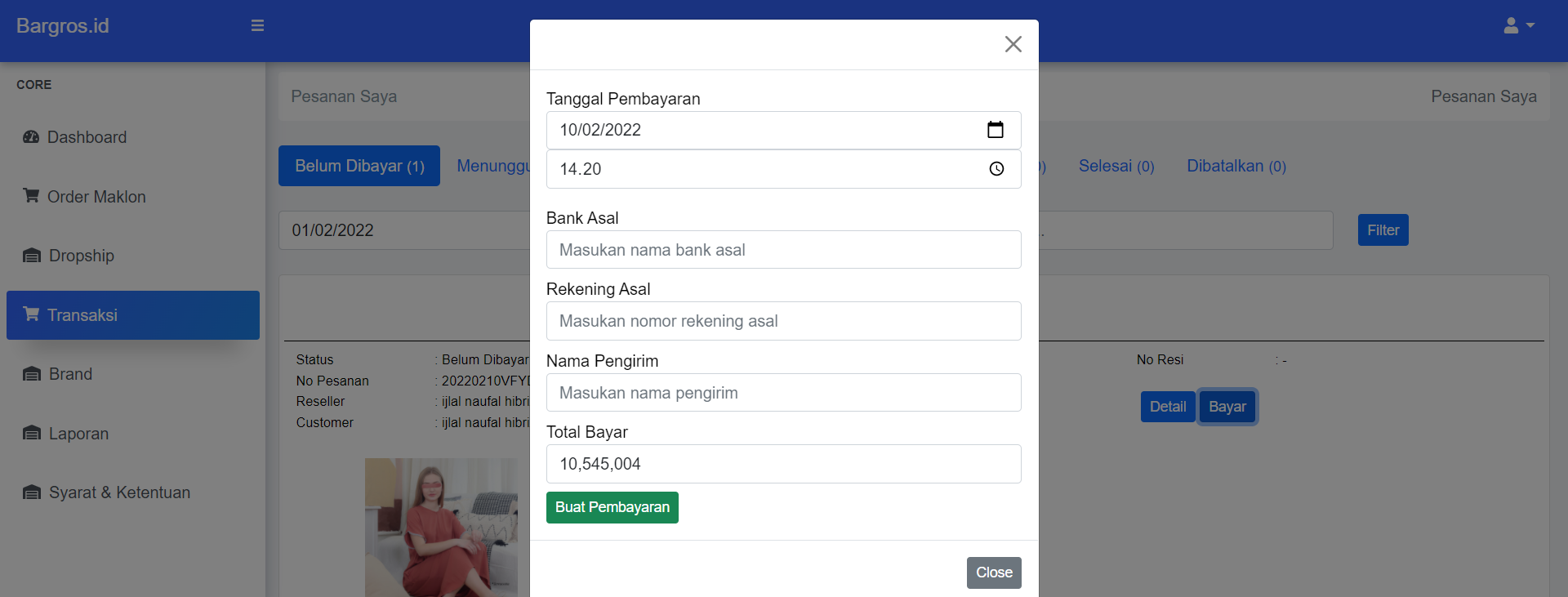 popup bayar maklon